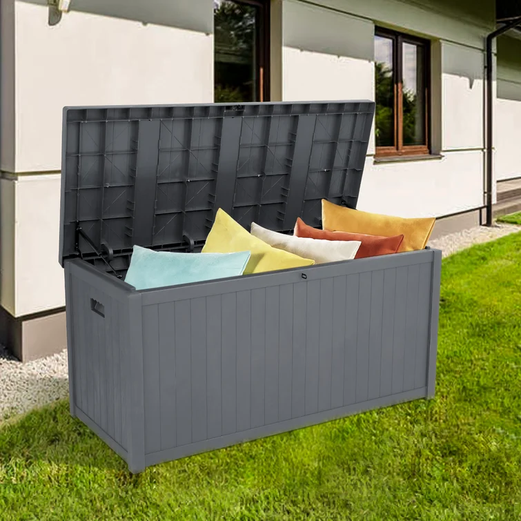 113 Gallons Polyethylene Plastic Lockable Storage Deck Box