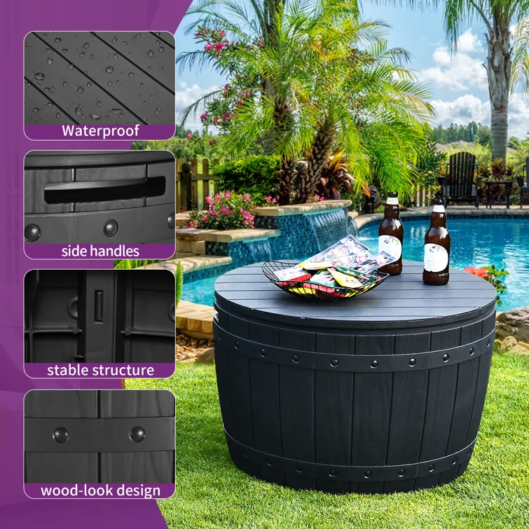 Edrosie Inc 27'' W 35 Gallons Water Resistant Resin Deck Box