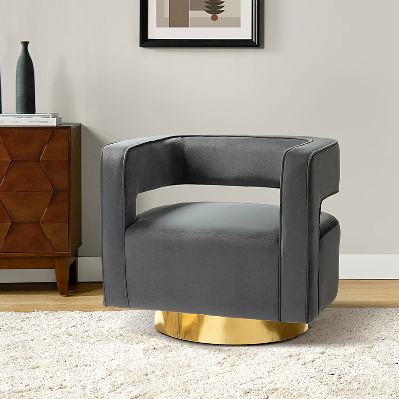 Agata Velvet Swivel Barrel Armchair