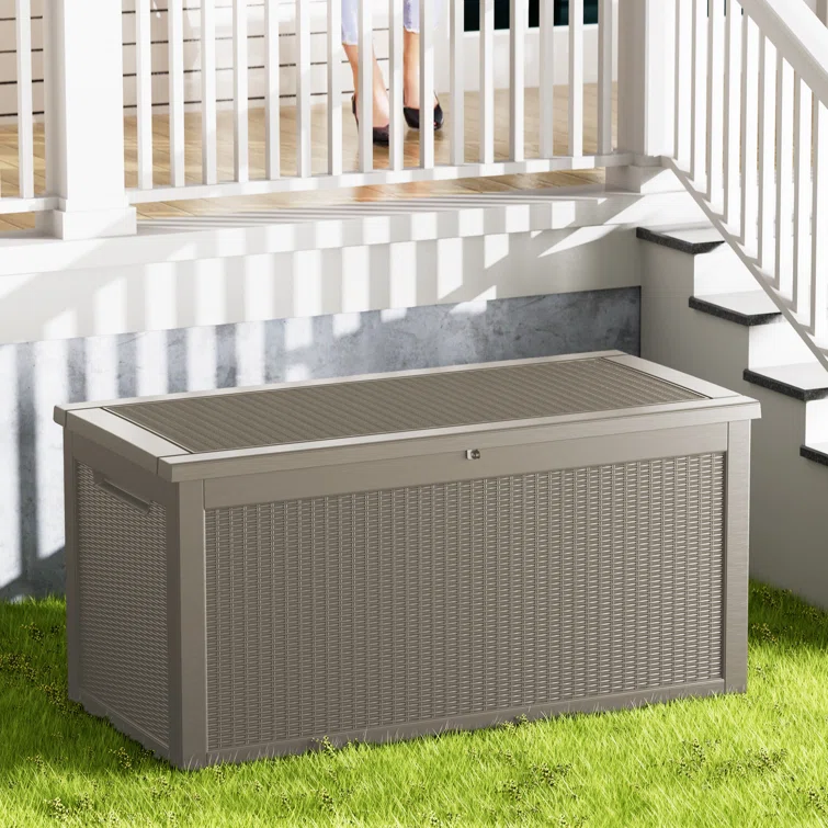 WORACO 32.2'' W 260 Gallons Water Resistant Resin Lockable Deck Box