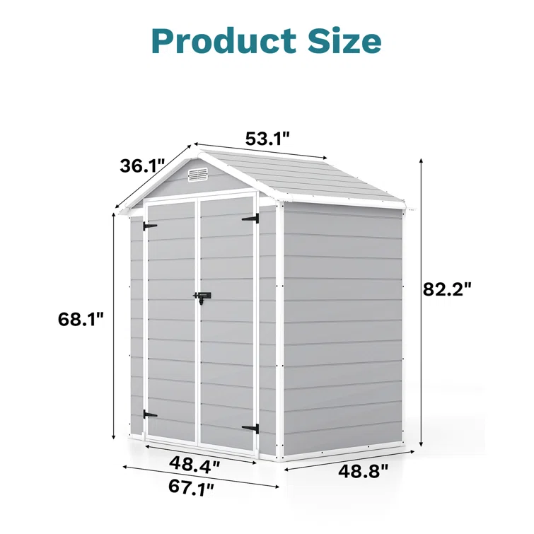 6 ft. W x 4 ft. D Plastic Storage Shed