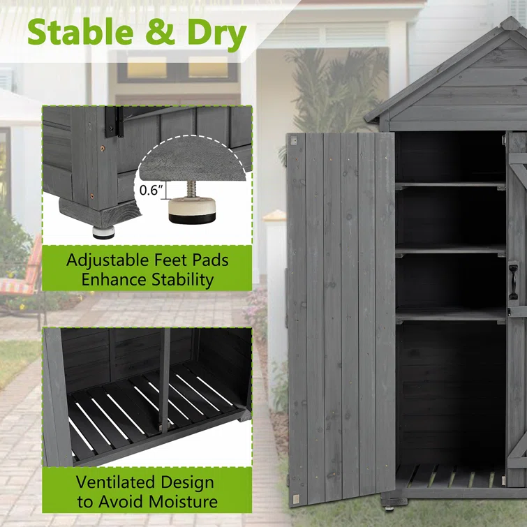 Byan 2 ft. 11 in. W x 1 ft. 7 in. D Wood Storage Shed
