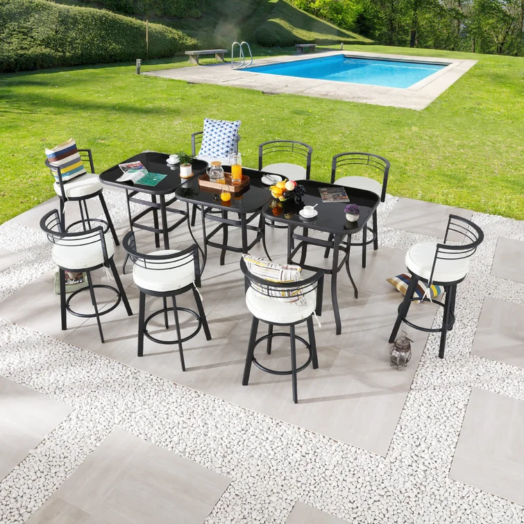 Abriyana Square 8 - Person Bar Height Dining Set with Cushions