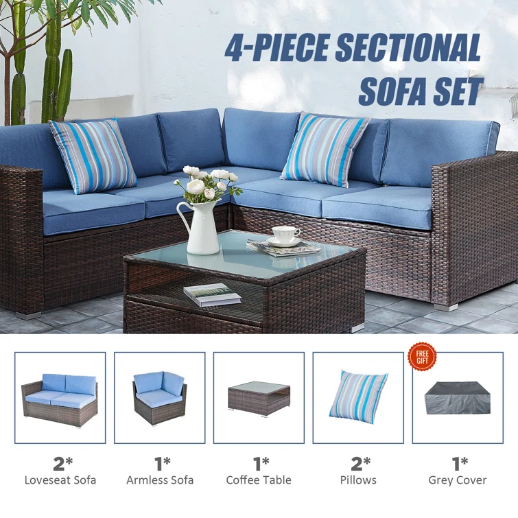 5 - Person Outdoor Seating Group with Cushions