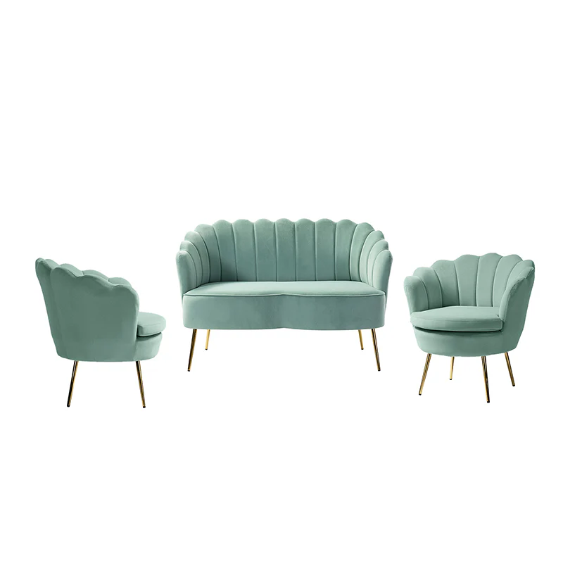 Ariel 3-Piece Scalloped Velvet Living Room Set