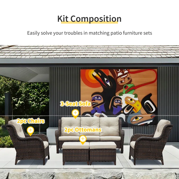 Bonia 5 - Person Outdoor Seating Group with Cushions