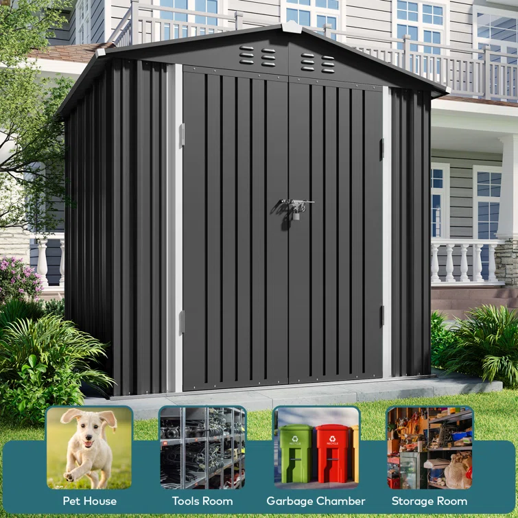Lockable 6 ft. W x 4 ft. D Metal Storage Shed