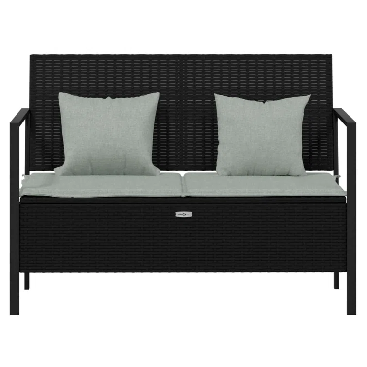 2-Seater Patio Bench with Cushions  Poly Rattan