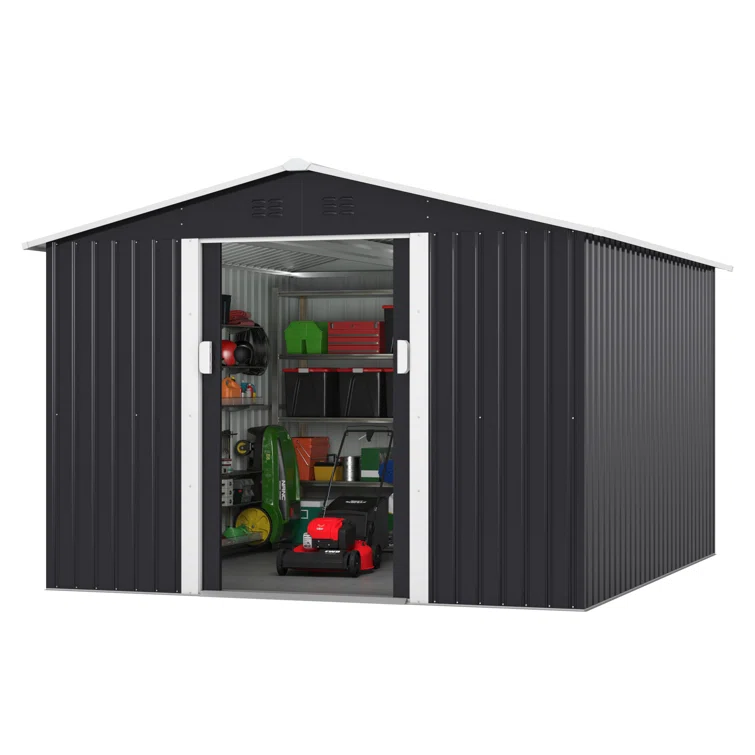 10 ft. W x 9 ft. D Metal Garage Shed