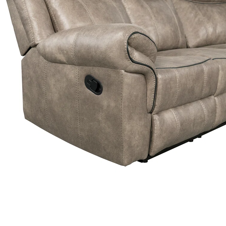 Jessah Manual Recliner Sectional Sofa Set with USB Charging Port for Living Room
