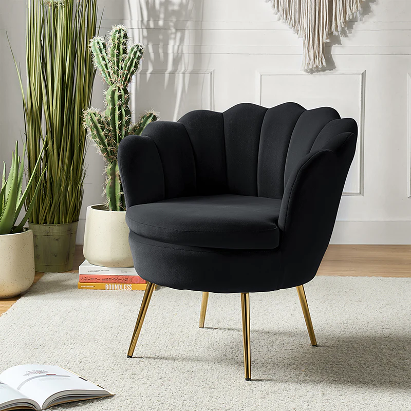Evelia Velvet Scalloped Barrel Chair