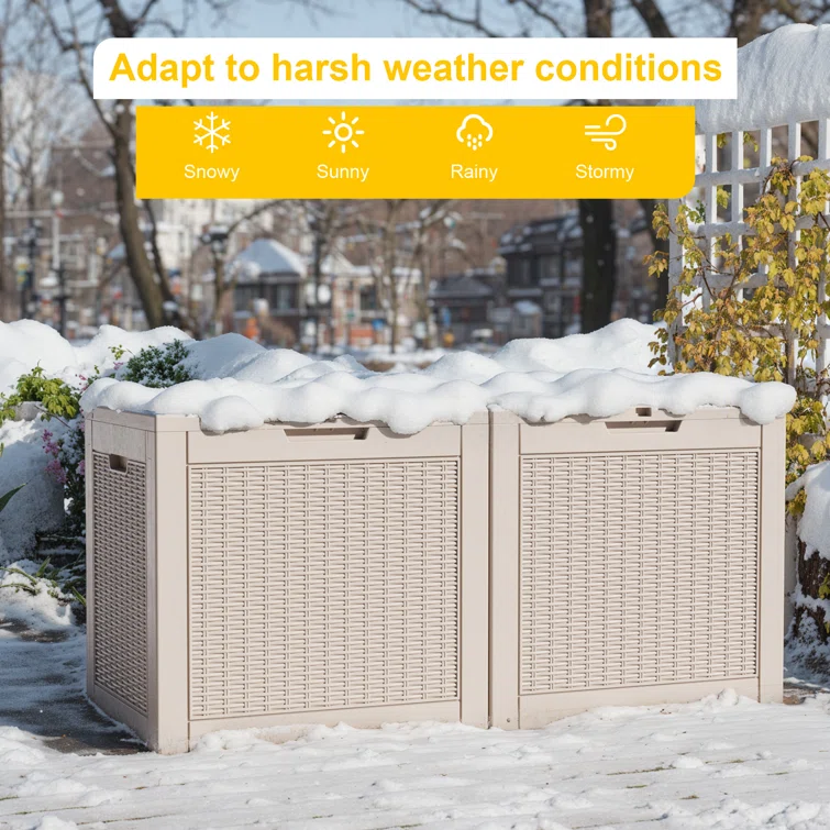 LeHom 22'' W 32 Gallons Water Resistant Resin Lockable Deck Box