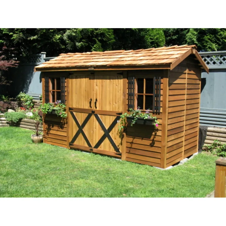 Longhouse 12 ft. W x 10 ft. D Western Red Cedar Wood Storage Shed