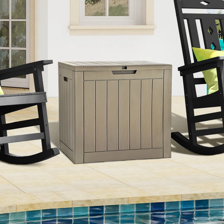 Edrosie Inc 22'' W 32 Gallons Water Resistant Resin Lockable Deck Box