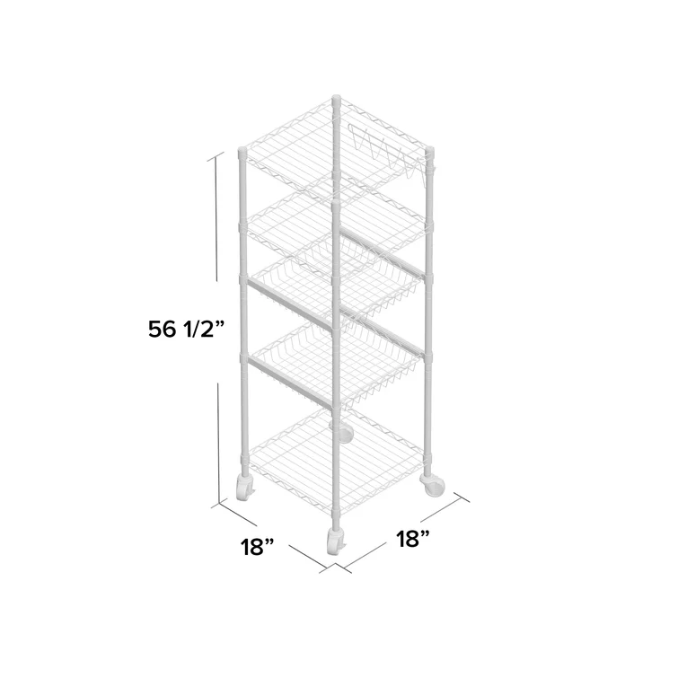 18'' W Steel Height -Adjustable Shelving Unit with Wheels
