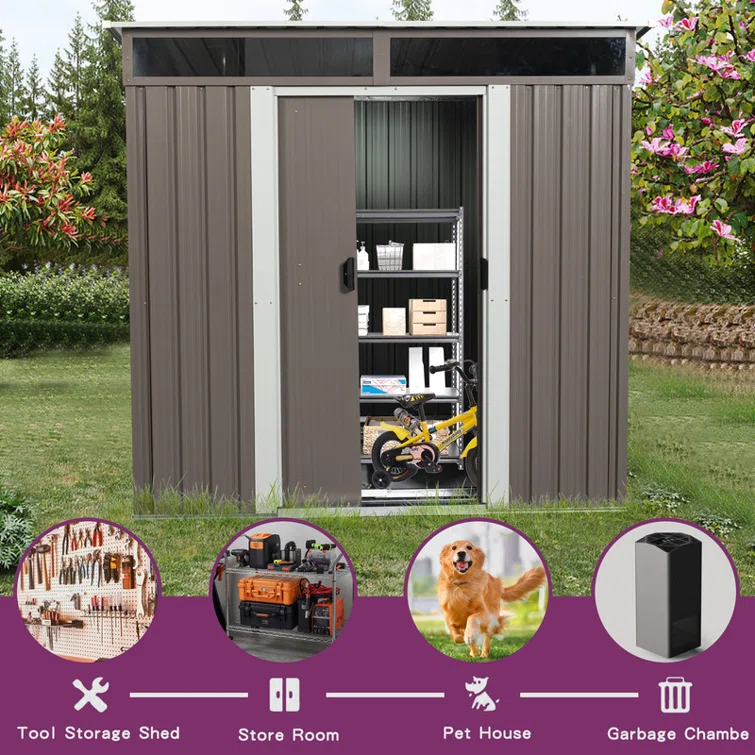 6 ft. W x 5 ft. D Metal Horizontal Storage Shed