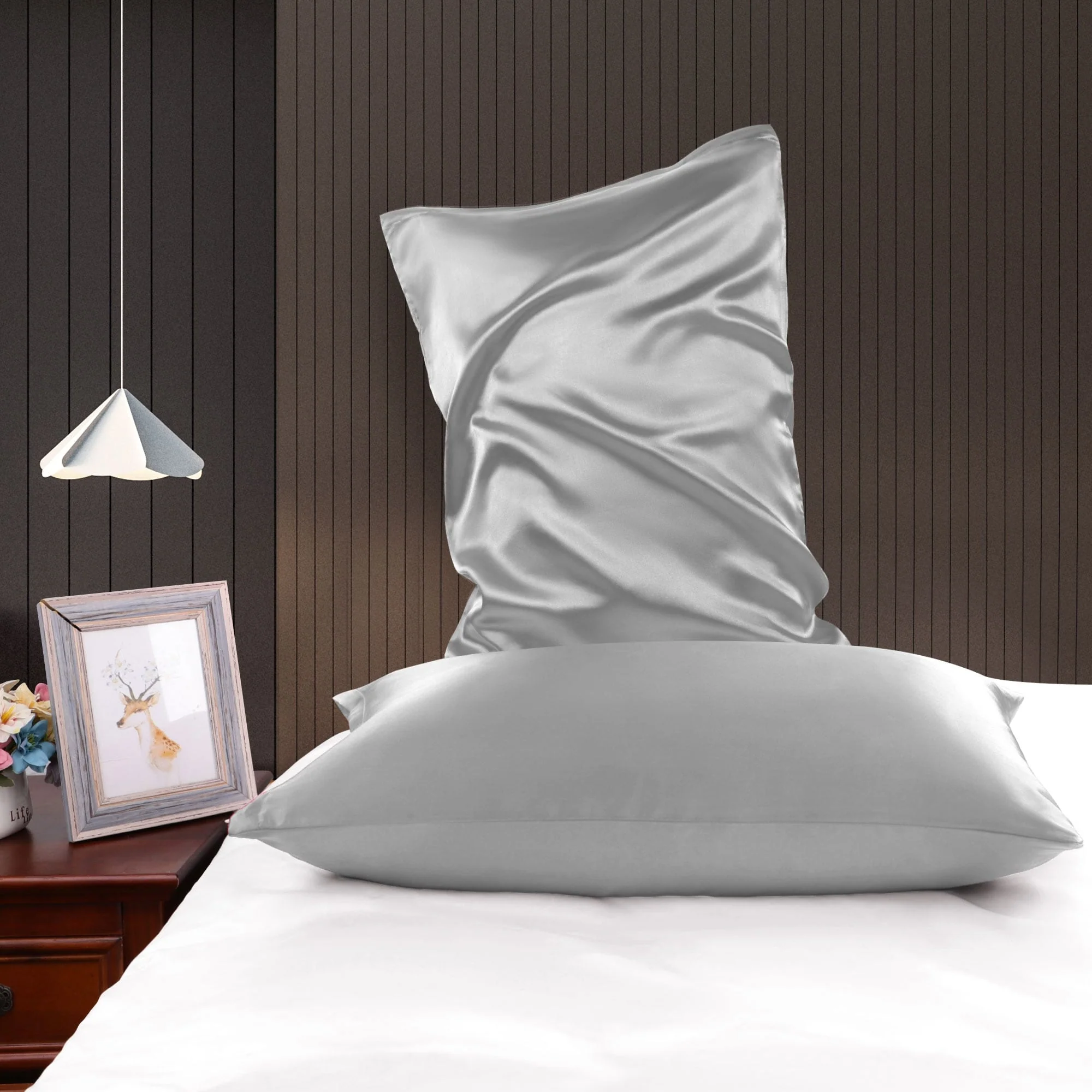 Satin Pillowcases for Skin Set of 2 Zipper Closure