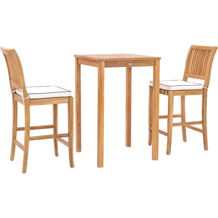 2 - Person Square Teak Outdoor Dining Set with Cushions