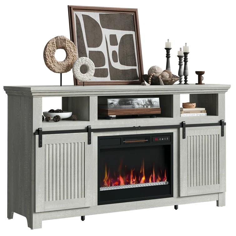 60 inch Fireplace TV Stand for TVs up to 65 inch, LED Media Console Entertainment Center with 23