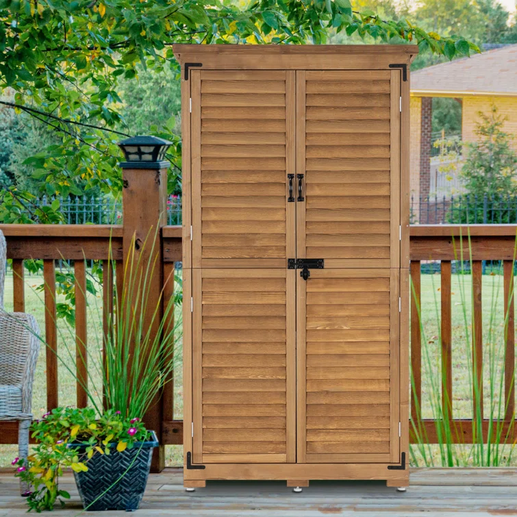 Garden 3 ft. W x 2 ft. D Outdoor Storage Wood Cabinet,Garden Storage Shed with Lockers