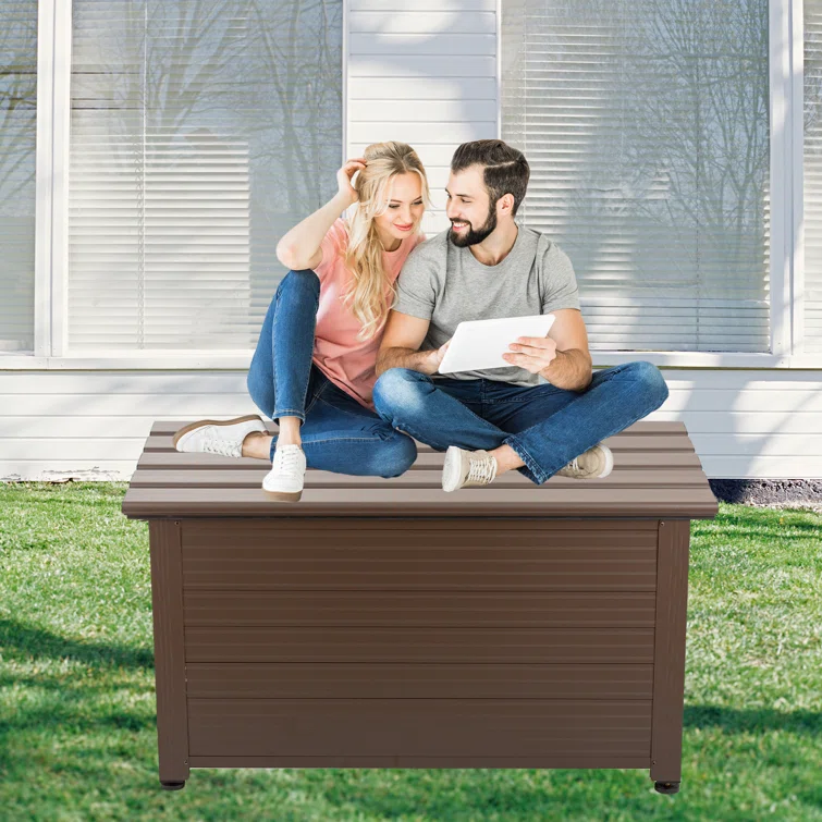 TECSPACE 35.4'' W 53 Gallons Water Resistant Metal Lockable Deck Box