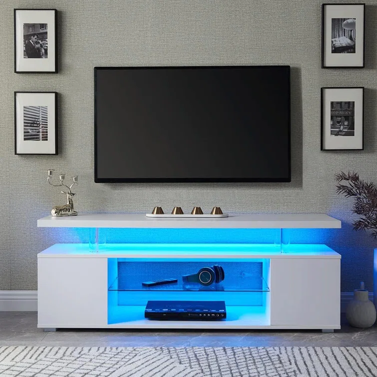 LED TV stand Cabinet, Media Console Table with Large Side Cabinet