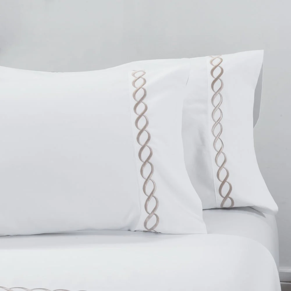 WHOLINENS Cotton Sateen Sheet Set 4Pcs 500 Thread Count Hotel Collection