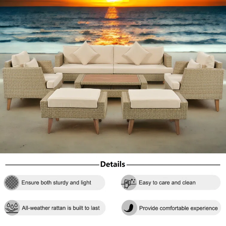 Ipke 6 - Person Outdoor Seating Group with Cushions