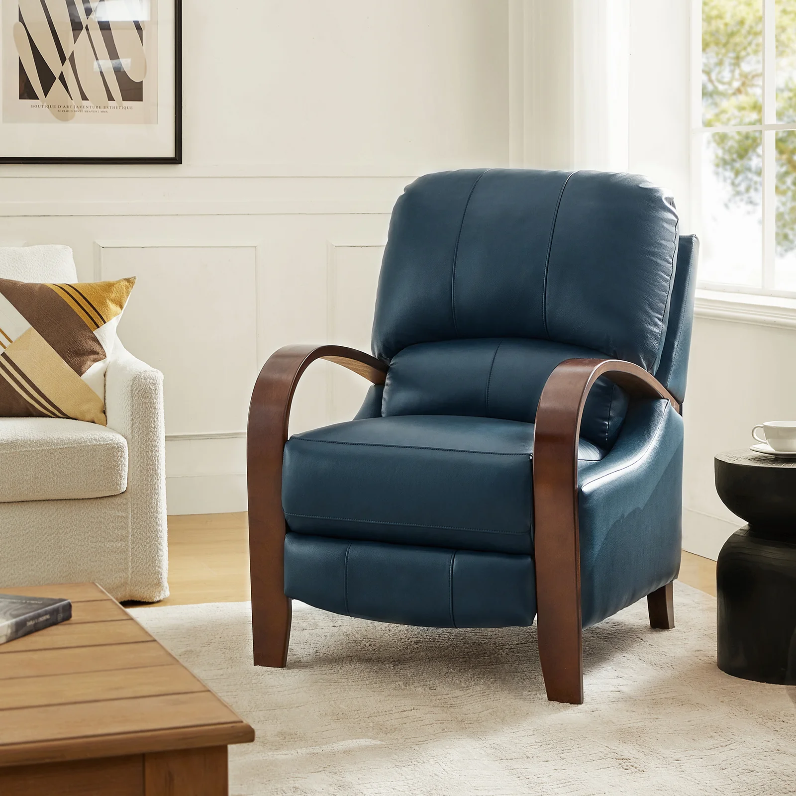 Melisa Genuine Leather Manual Recliner
