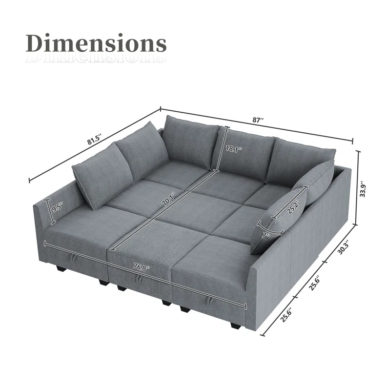 Larchmere Modular Sectional Sofa U Shaped Sofa Couch With Storage Ottoman