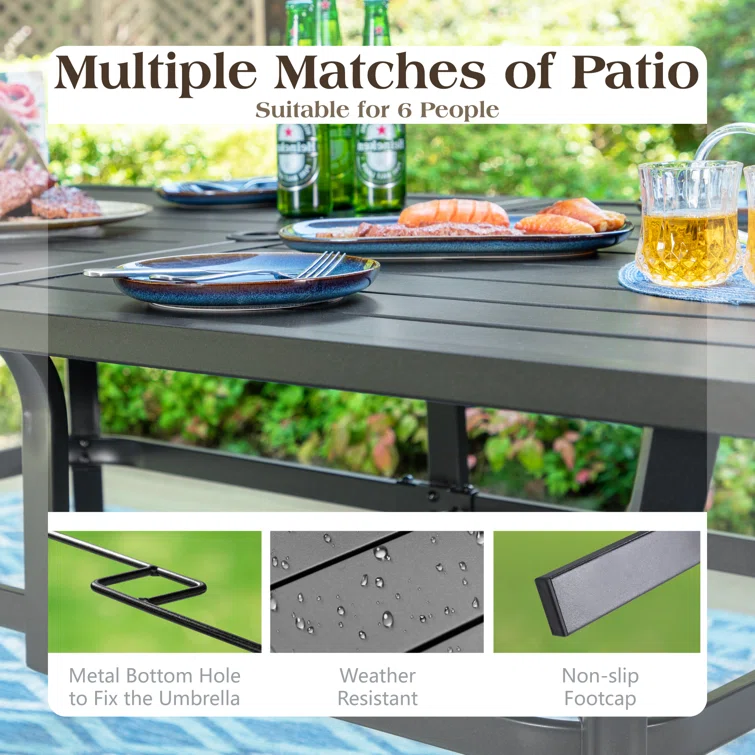 Alyah 6 - Person Rectangular Outdoor Dining Set