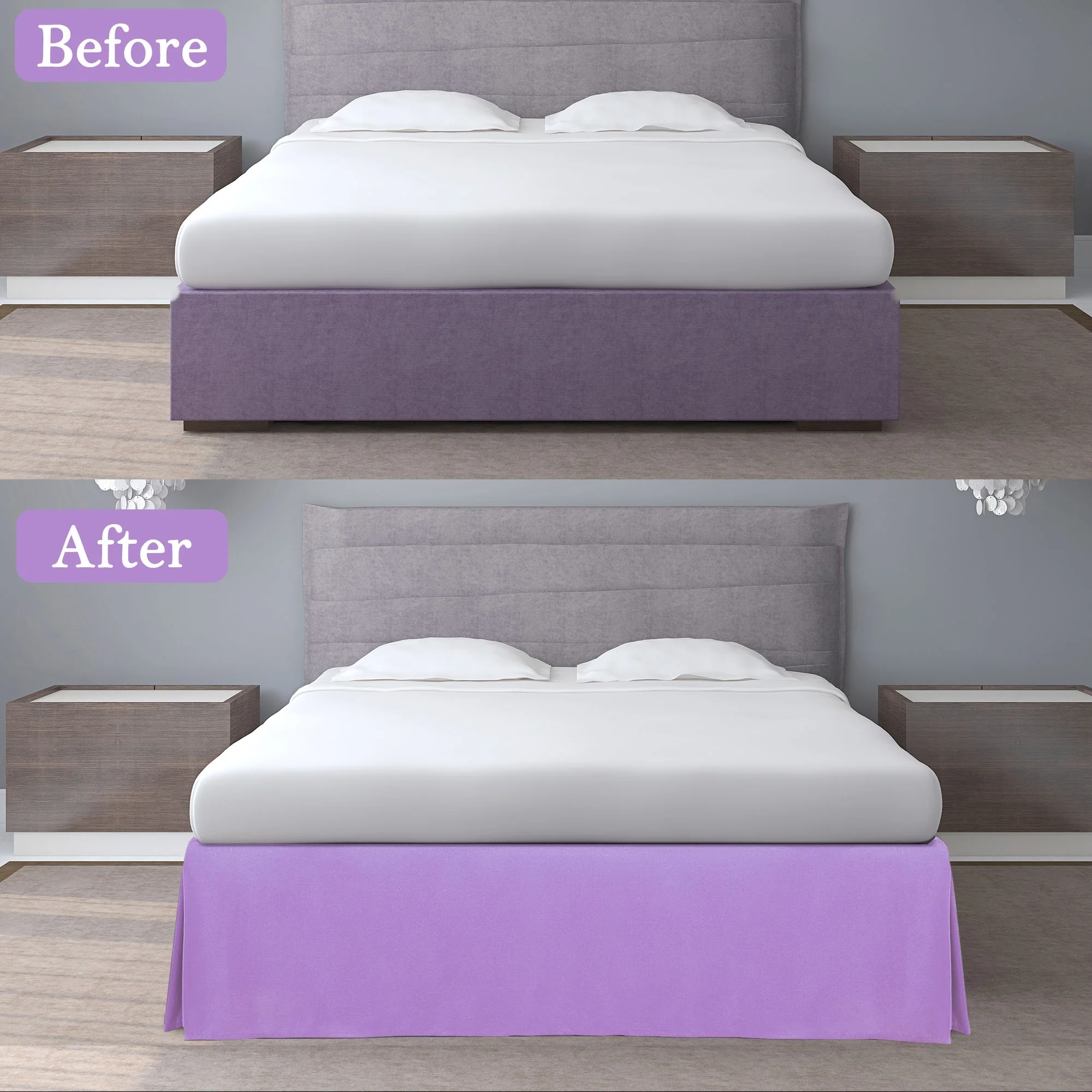 Pleated Ruffle Bed Skirts with 14 Drop,