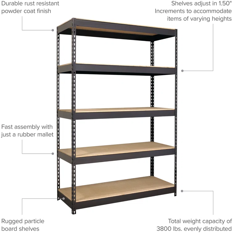 48'' W Steel Height -Adjustable Shelving Unit