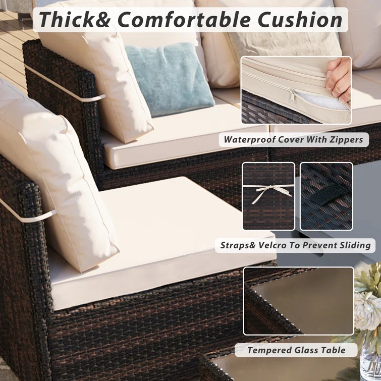 6 - Person Outdoor Seating Group with Cushions