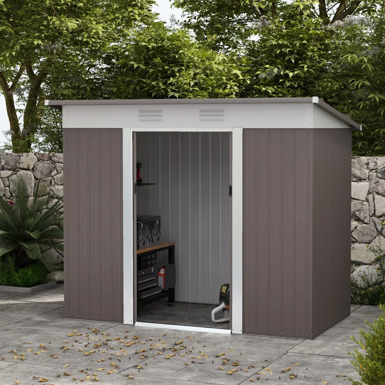 8 ft. W x 4 ft. D Galvanized Steel Storage Shed