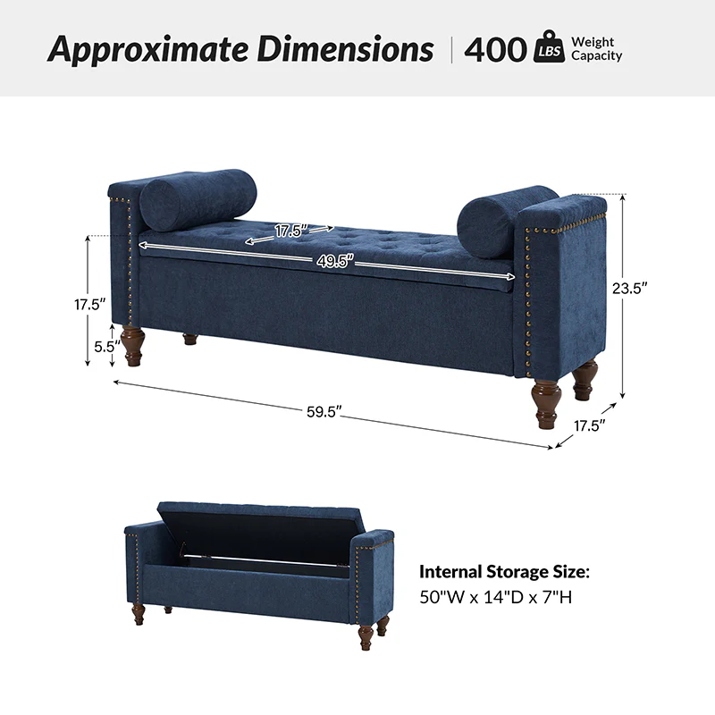 Rosana Storage Bench with Waterproof Fabric