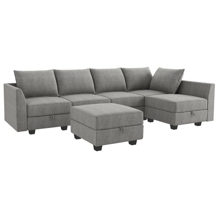 U shaped Upholstered Modular Sectional Storage Sofa Couch