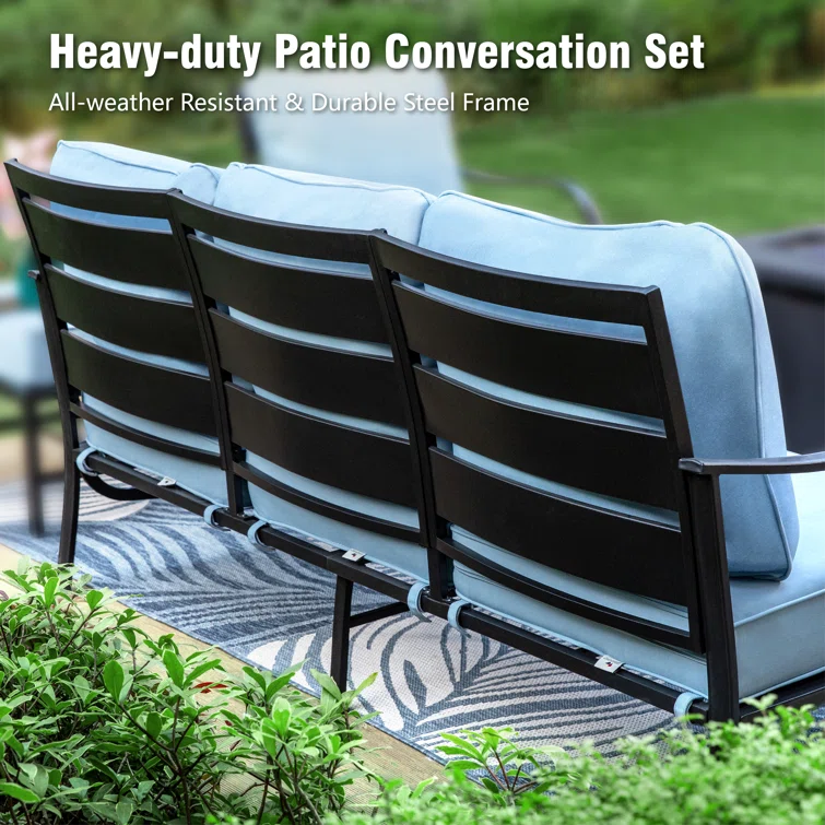 Tapasi 5 - Person Patio Conversation Set with Swivel Lounge Chairs &  Firepit Table