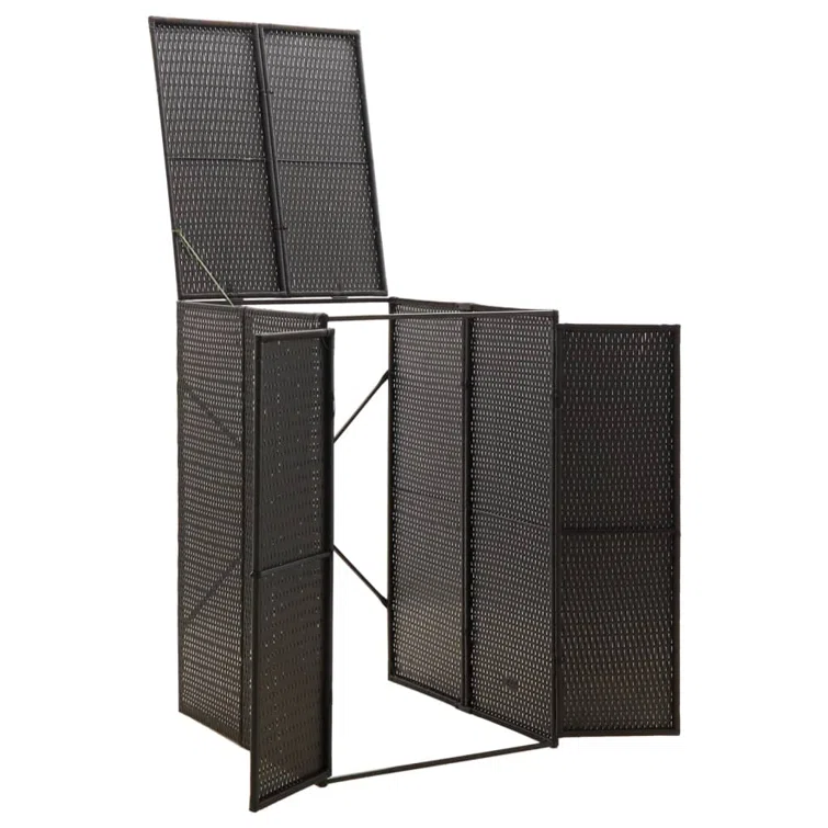 vidaXL Bin Store Outdoor Trash Can Storage Single Wheelie Bin Shed Poly Rattan