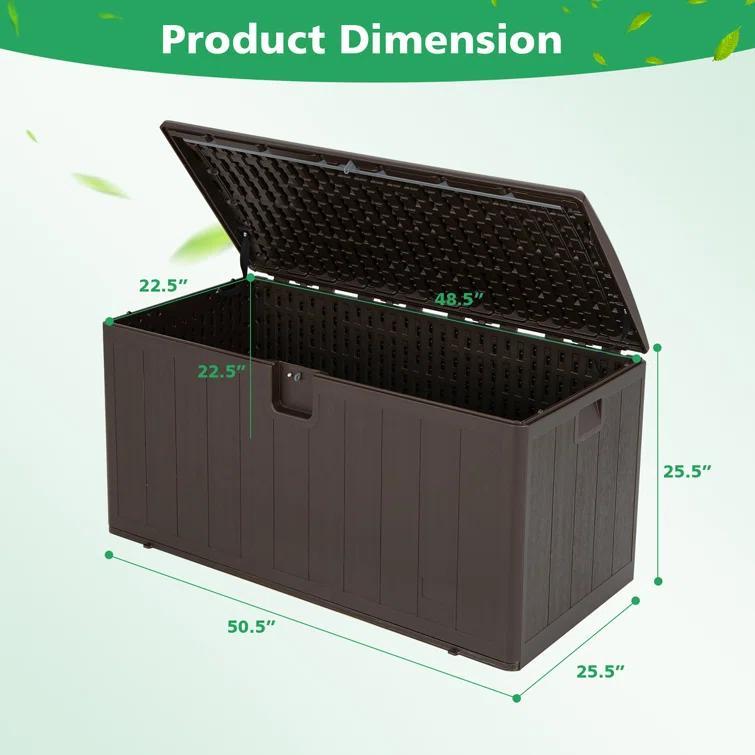 Costway 50.5'' W 105 Gallons Water Resistant Resin Lockable Deck Box in Brown