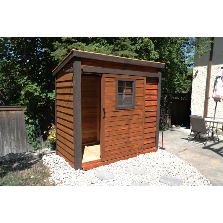 8 ft. W x 4 ft. D Sliding Door Cedar Wood Storage Shed