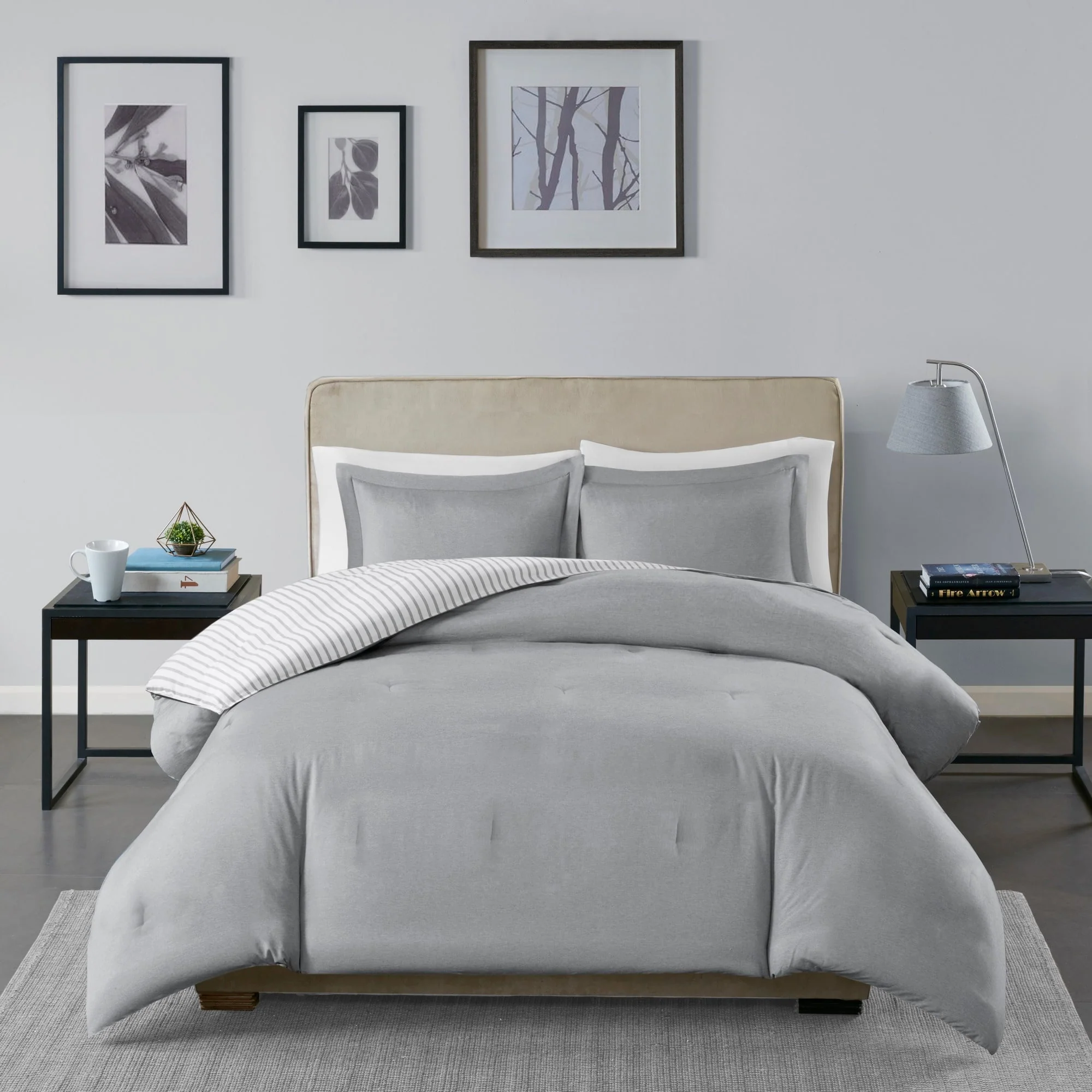 Madison Park Essentials Braydon Reversible Yarn Dyed Stripe Down Alternative Comforter Set
