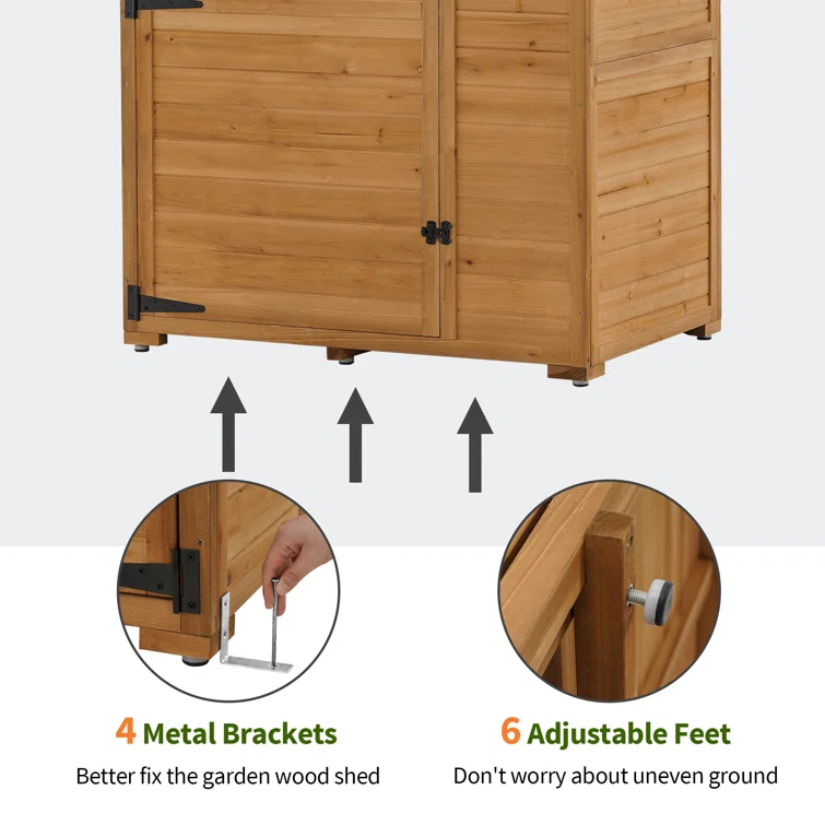 3 ft. 8 in. W x 2 ft. 5 in. D Outdoor Storage Shed with 3 Shelves and Lock