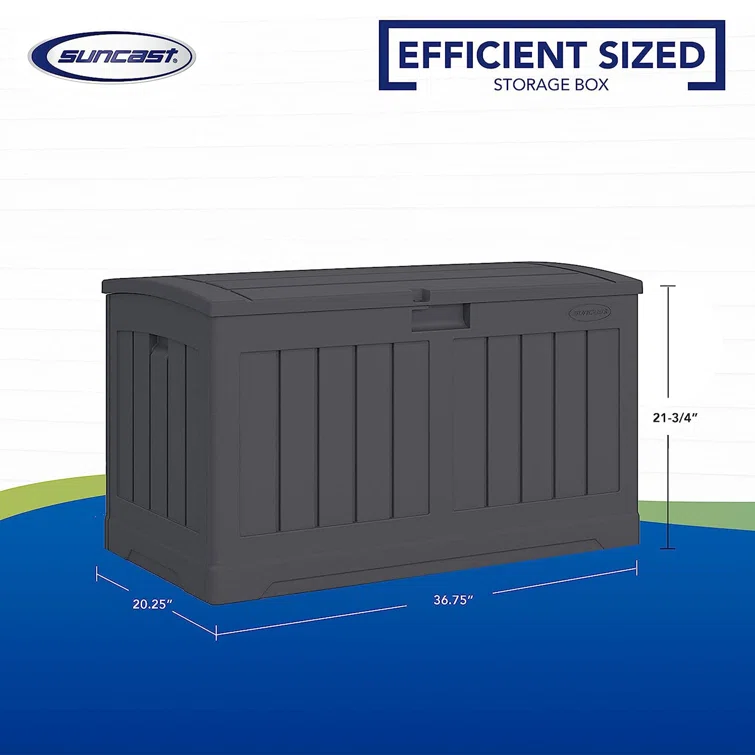 Suncast 50 Gallon Water Resistant Deck Box in Peppercorn