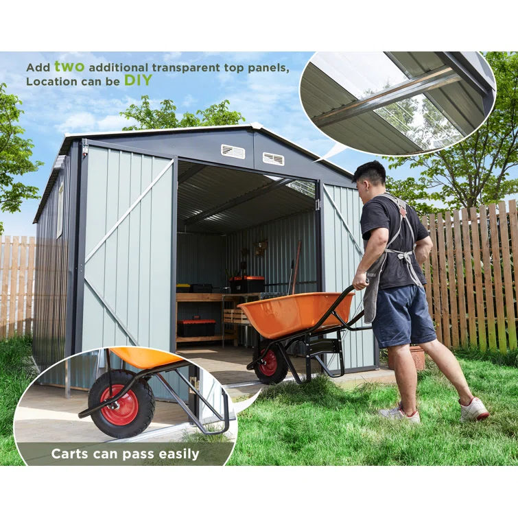 10ft W. x 12 ft. D Aluminum Corner Metal Storage Shed