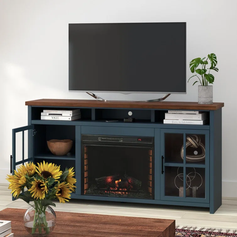 Brixham 74 inch Fireplace TV Stand Console for TVs up to 85 inches, Two-Tone Finish