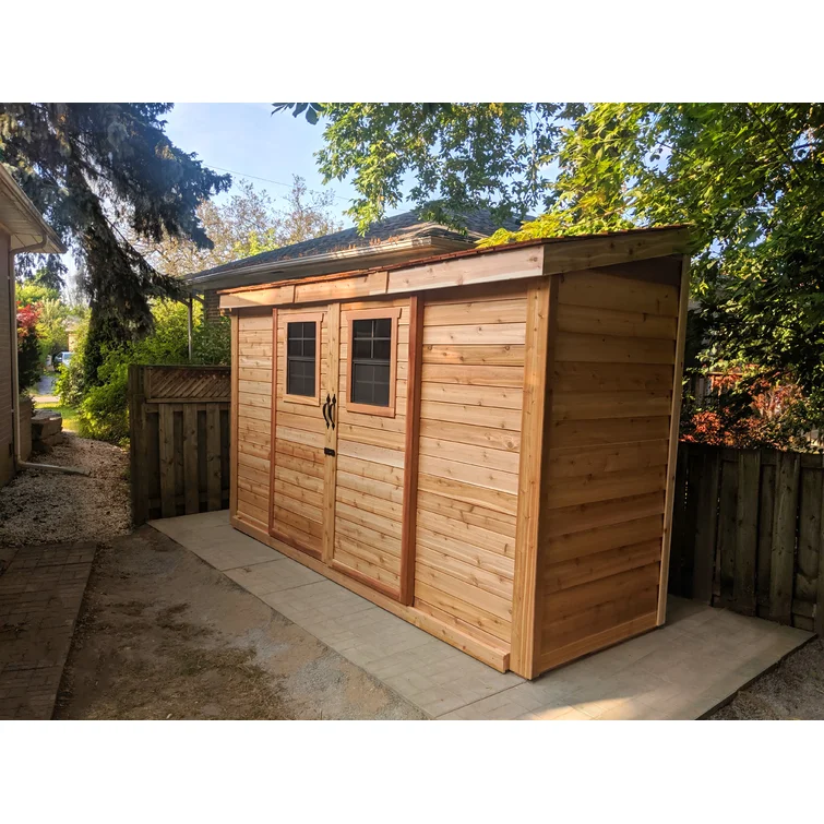 12 ft. W x 4 ft. D Sliding Door Cedar Wood Storage Shed