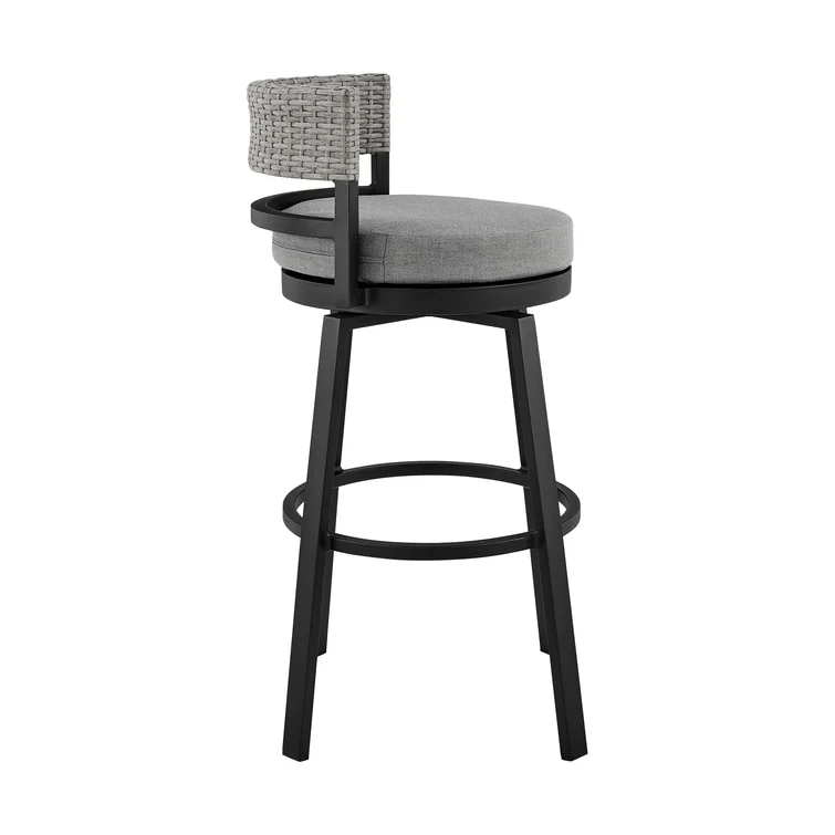 Alirra 5 Piece Outdoor Bar Table Set in Aluminum with Gray Cushions