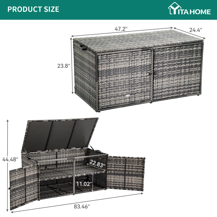 YITA 120 Gallon Outdoor Wicker Deck Box