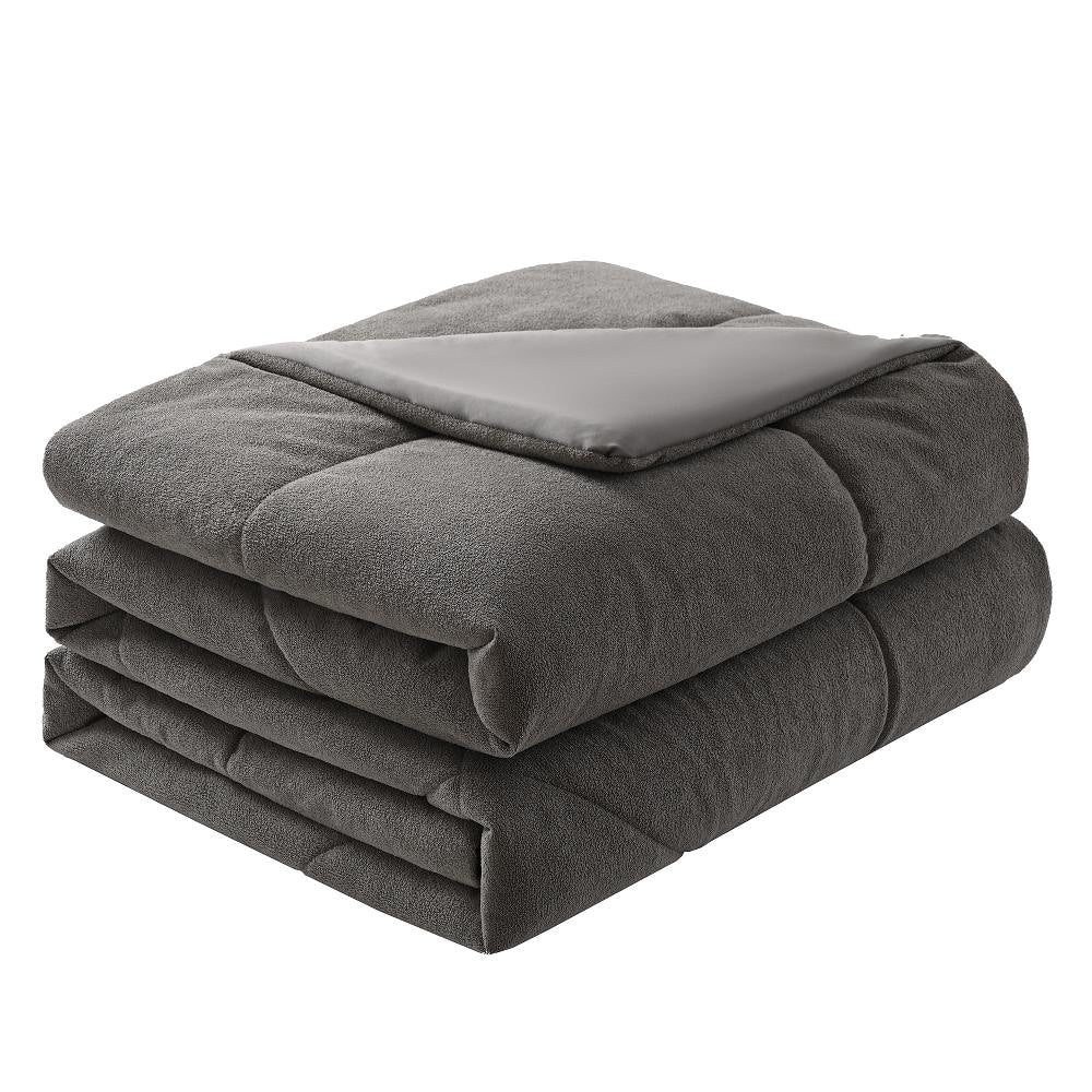 Reversible All Season Comforter, Synthetic Sherpa Winter Side, Smooth Cooling Summer Side